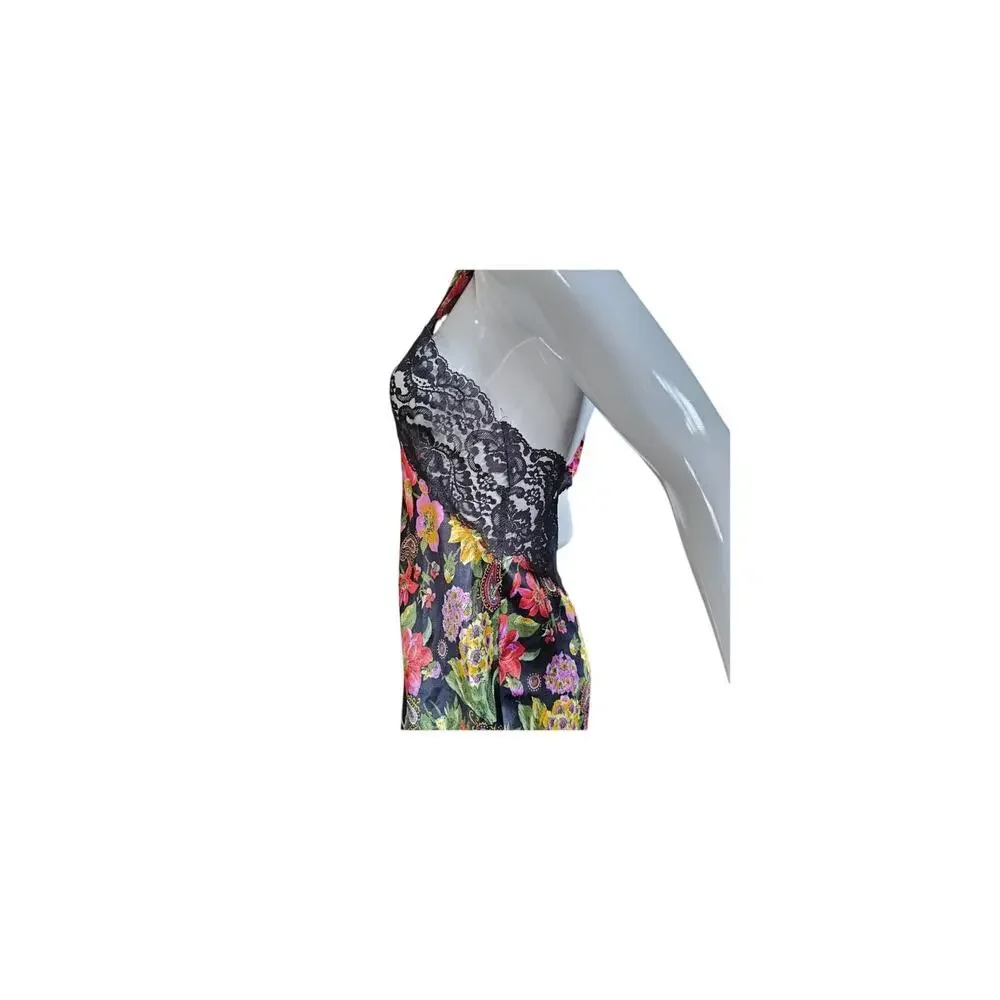 Vanity Fair‎ gorgeous vintage black floral maxi nighty lingerie or dress